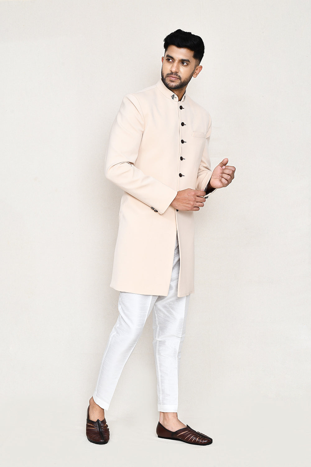 Cream Indowestern with Straight Fit Pant