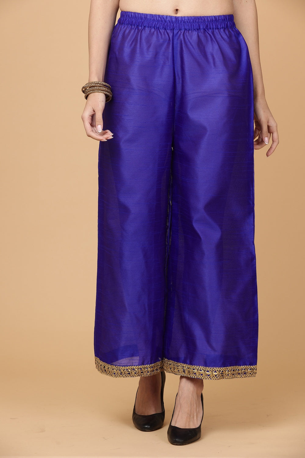 Royal Blue Silk Kurta Set With Gota Work