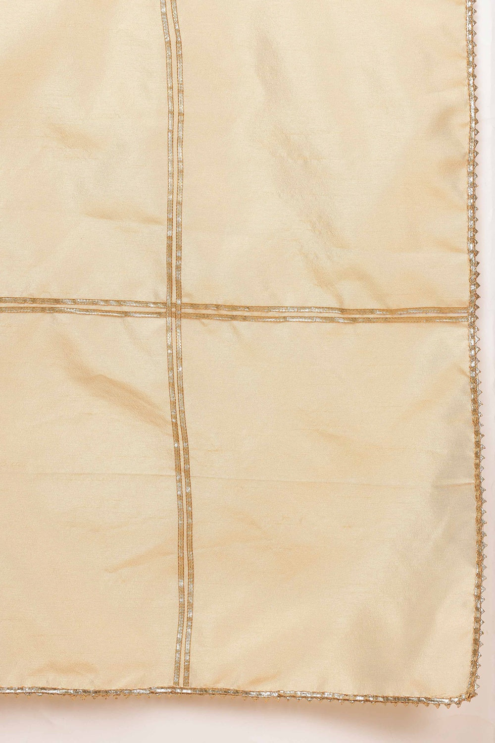 Lite Beige Silk Kurta Set With Gota Work