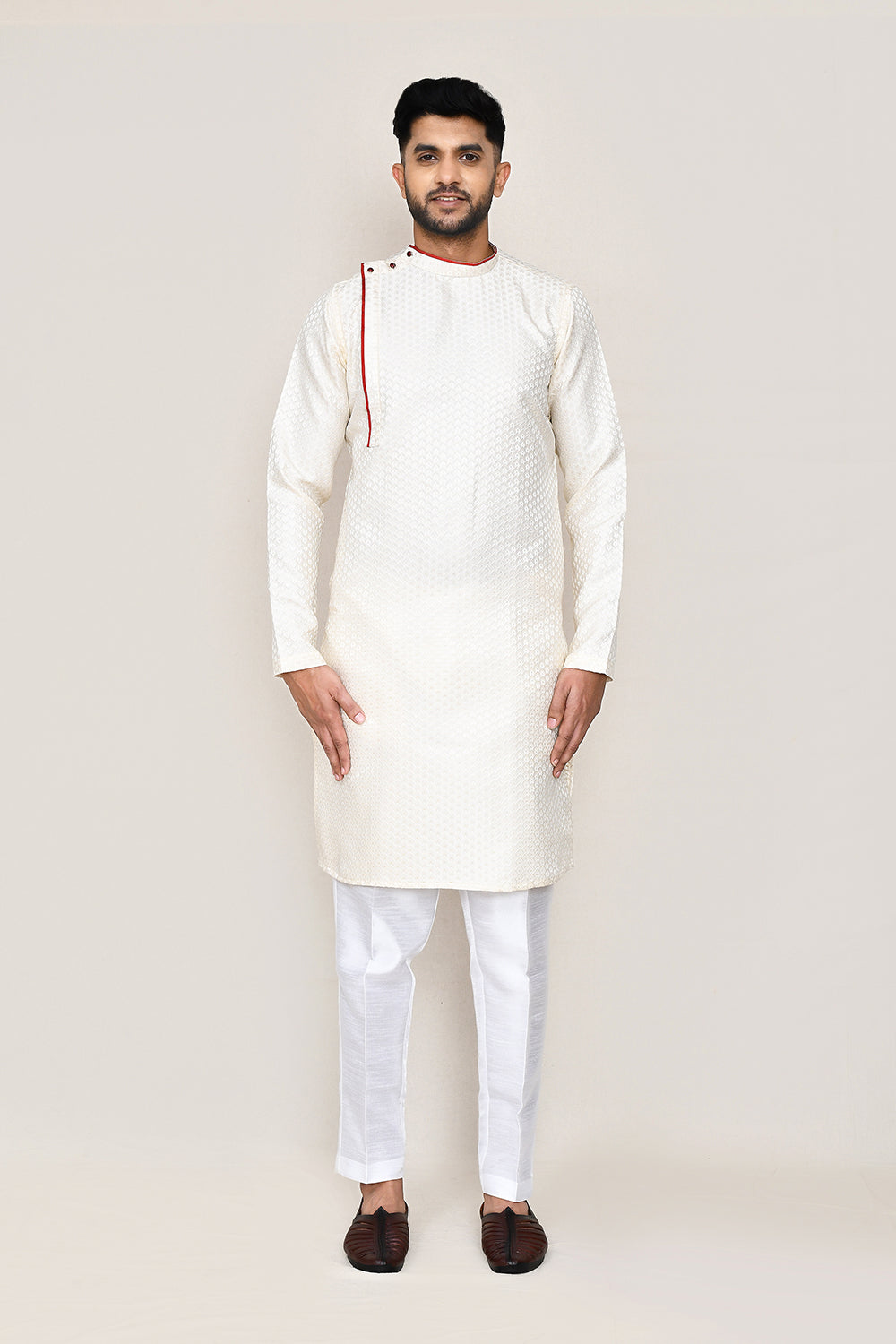 Cream Kurta with Straight Fit Pant