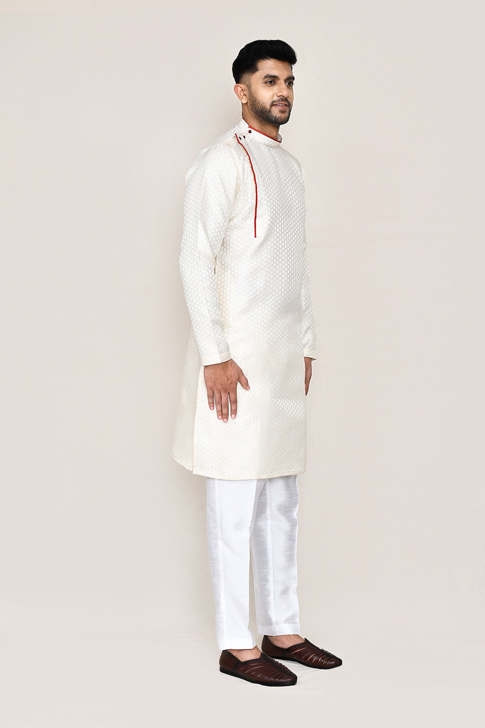 Cream Kurta with Straight Fit Pant