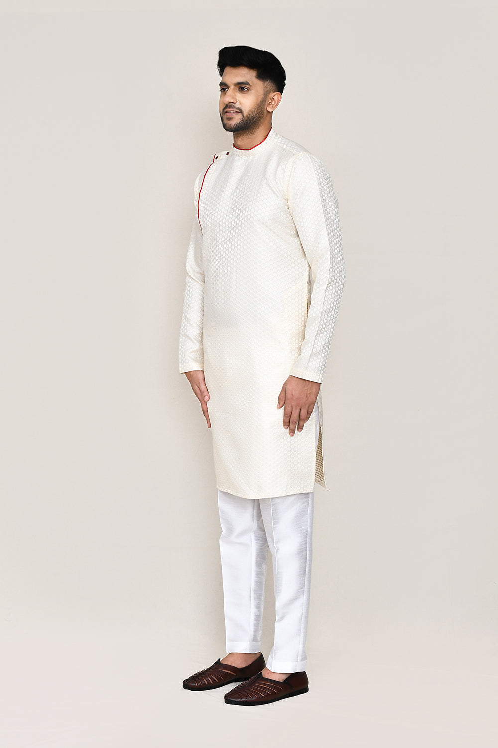 Cream Kurta with Straight Fit Pant