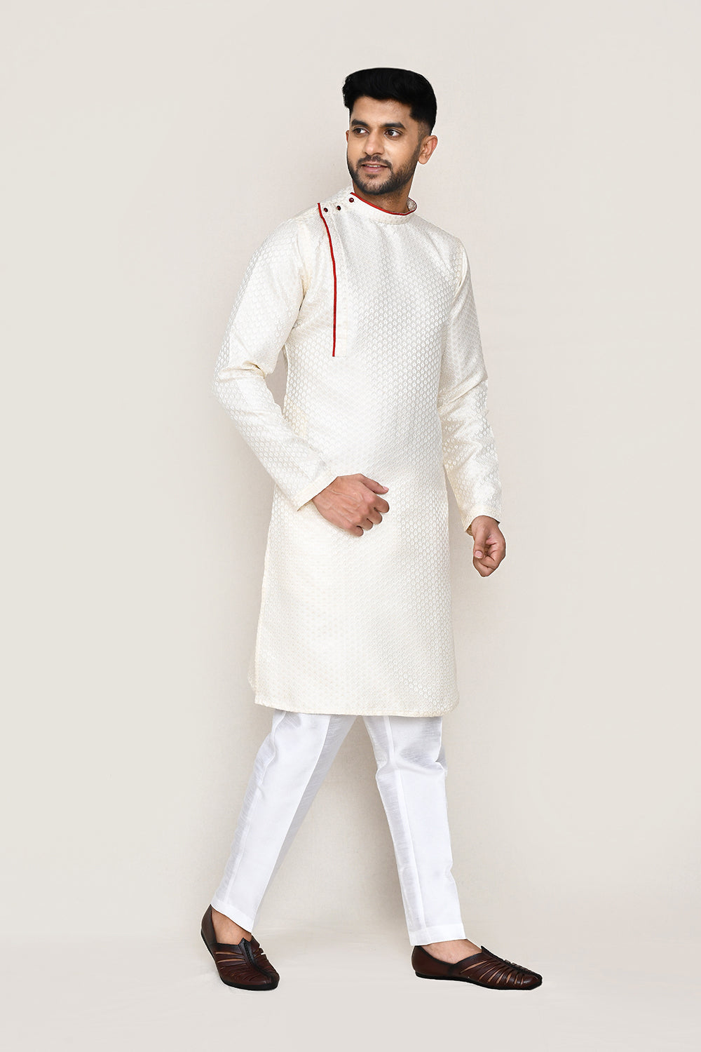 Cream Kurta with Straight Fit Pant