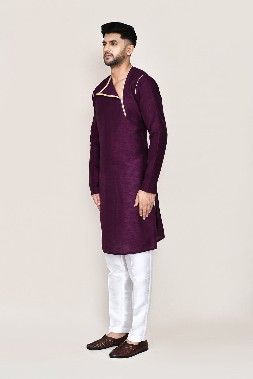 Purple Kurta with Straight Fit Pant