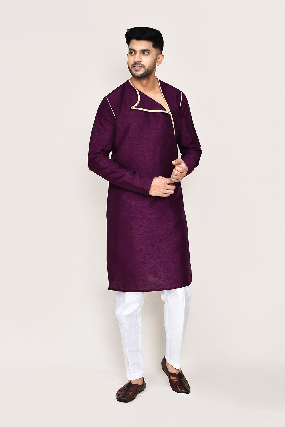 Purple Kurta with Straight Fit Pant