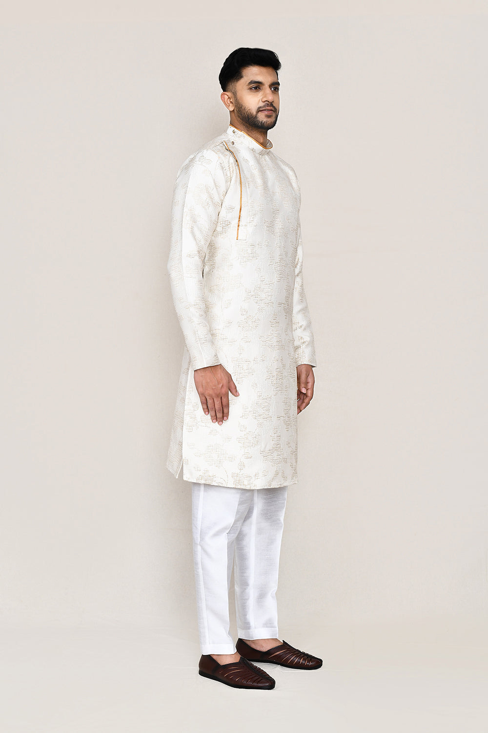 Cream Kurta with Straight Fit Pant