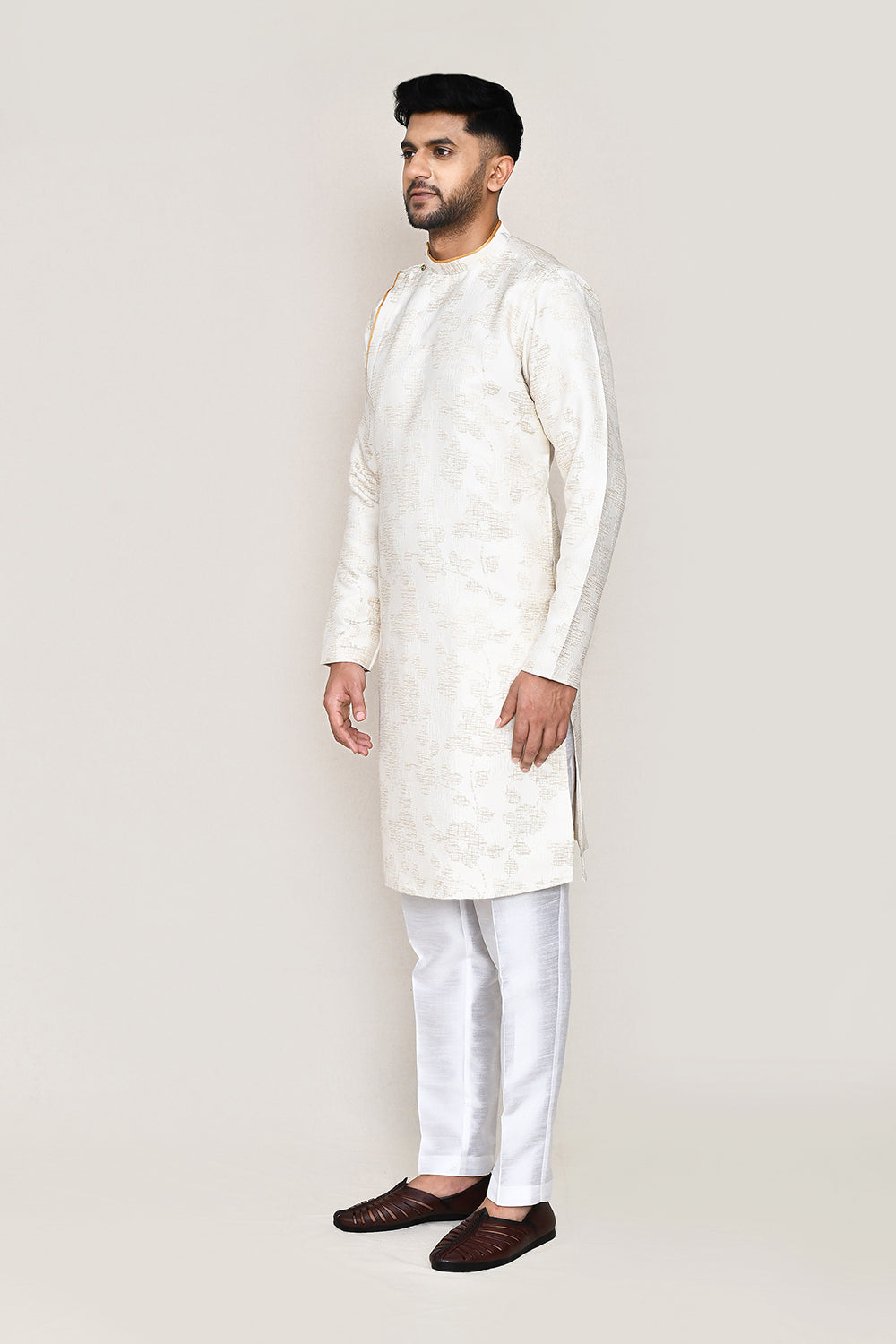 Cream Kurta with Straight Fit Pant