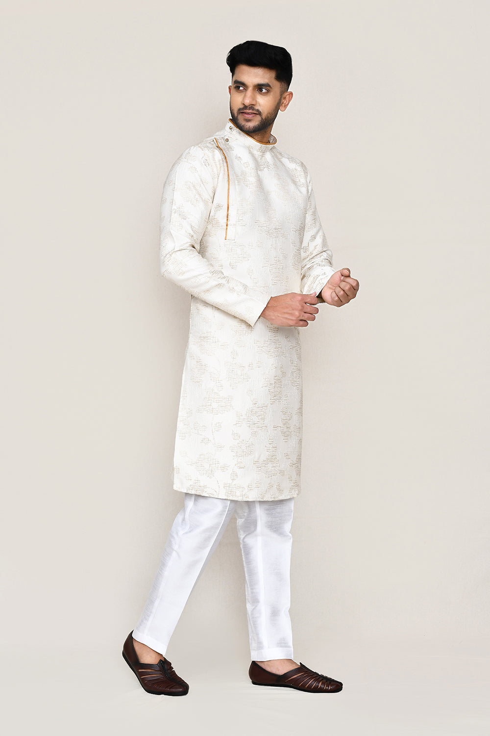 Cream Kurta with Straight Fit Pant