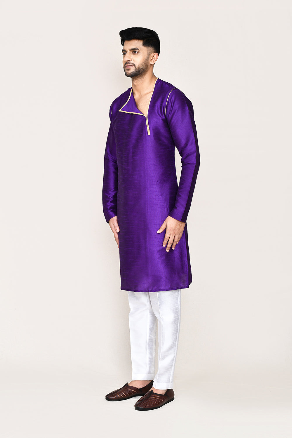 Purple Kurta with Straight Fit Pant