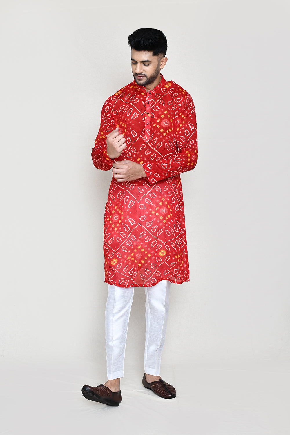 Red Kurta with Straight Fit Pant
