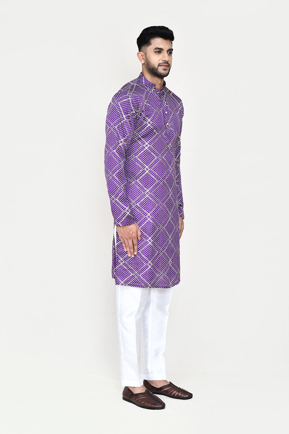 Purple Kurta with Straight Fit Pant