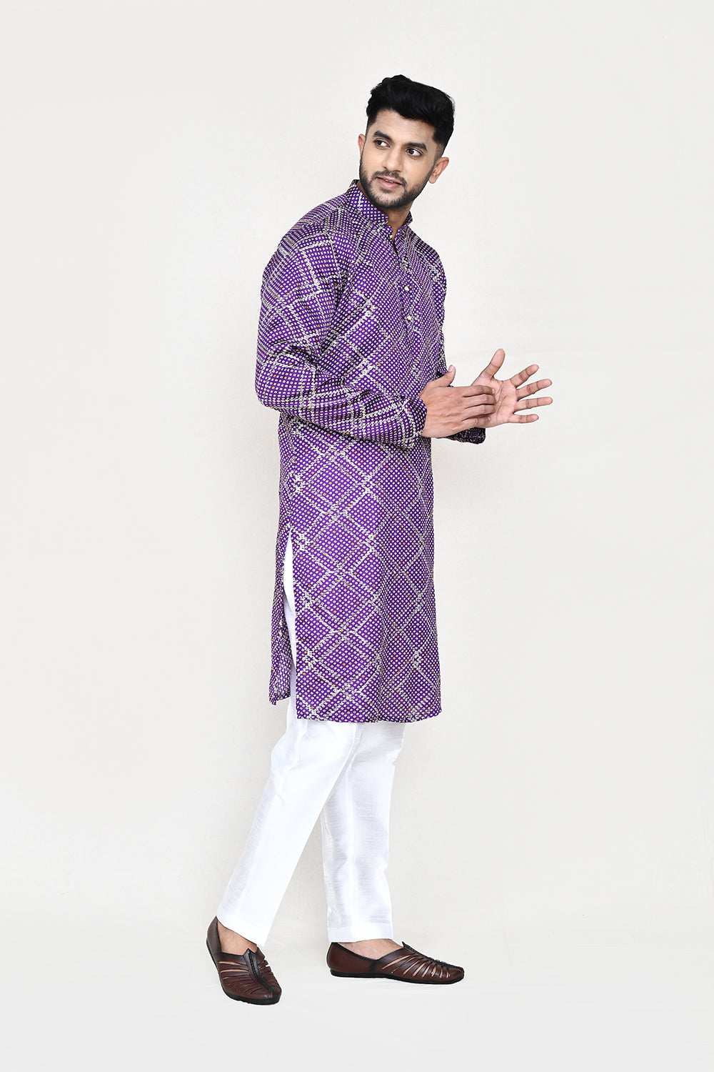 Purple Kurta with Straight Fit Pant