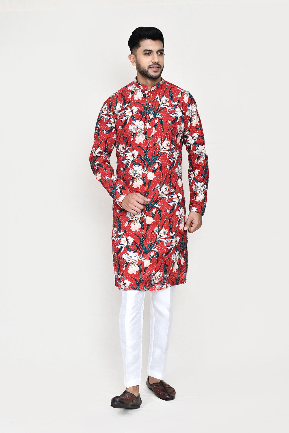 Maroon Kurta with Straight Fit Pant
