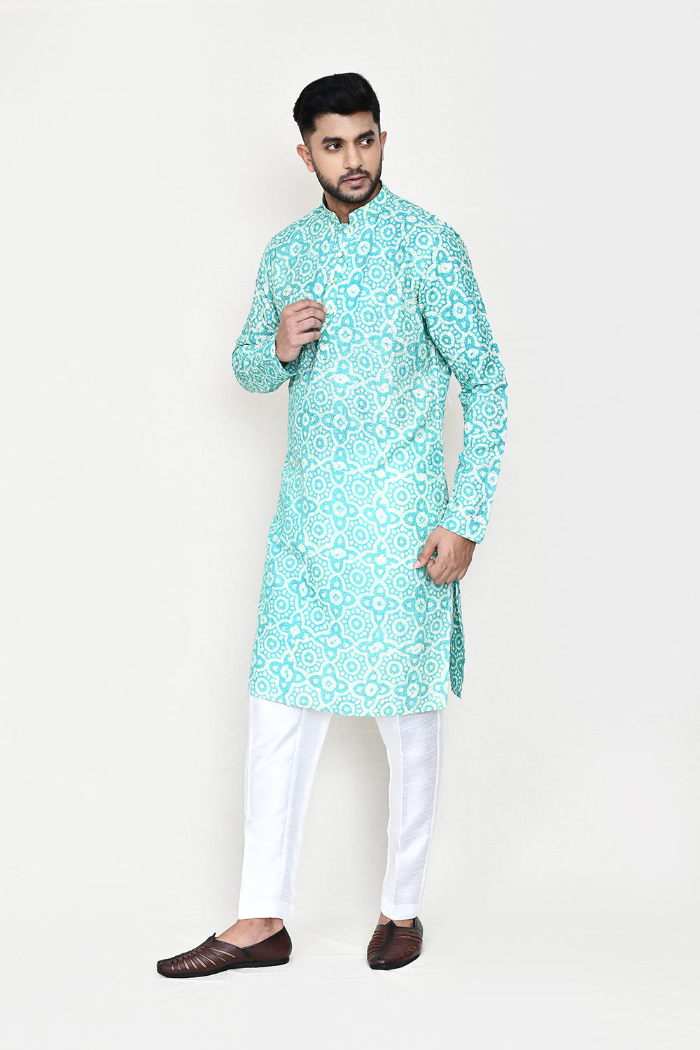Firozi Blue Kurta with Straight Fit Pant