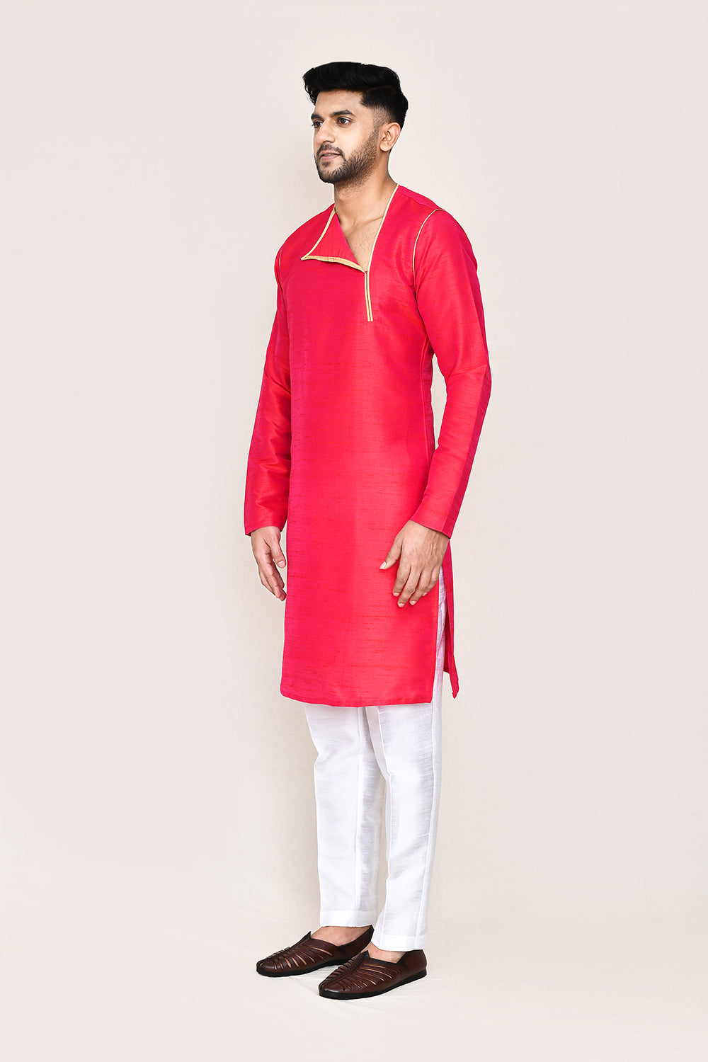 Rani Pink Kurta with Straight Fit Pant