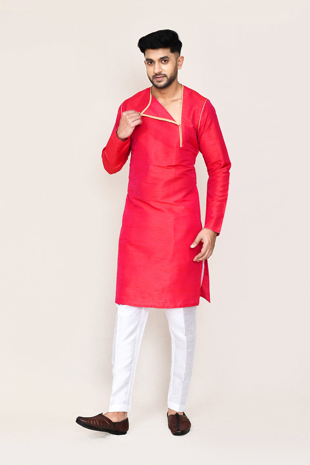 Rani Pink Kurta with Straight Fit Pant