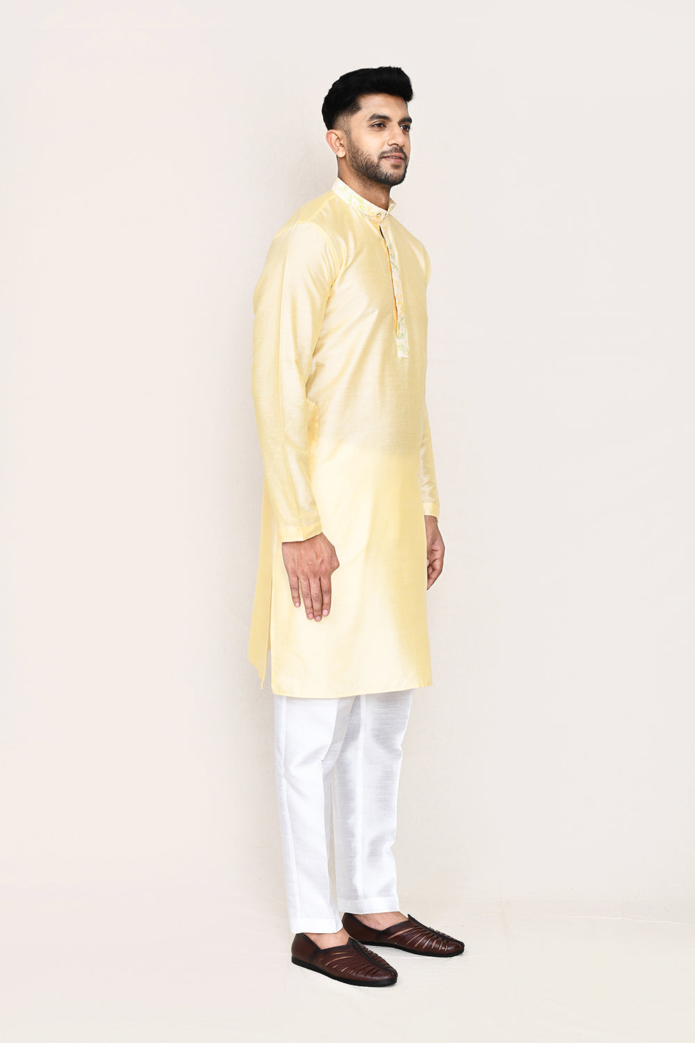 Cream Kurta with Straight Fit Pant