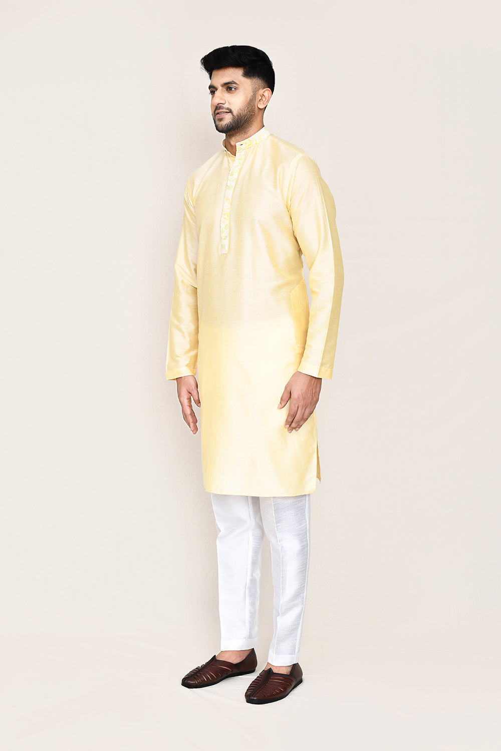 Cream Kurta with Straight Fit Pant