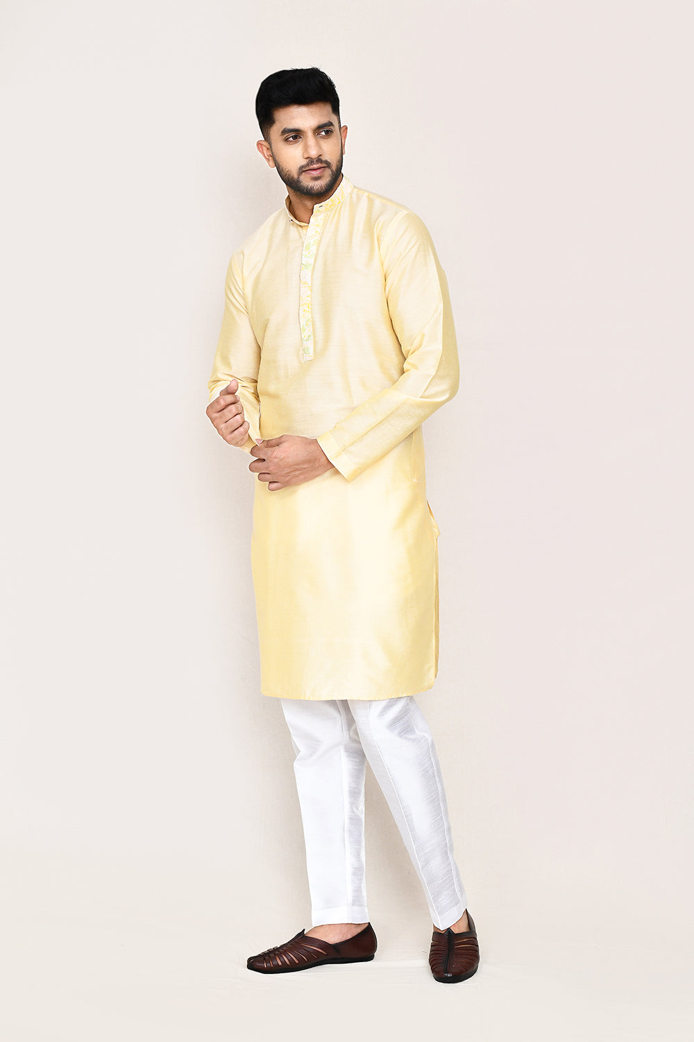 Cream Kurta with Straight Fit Pant