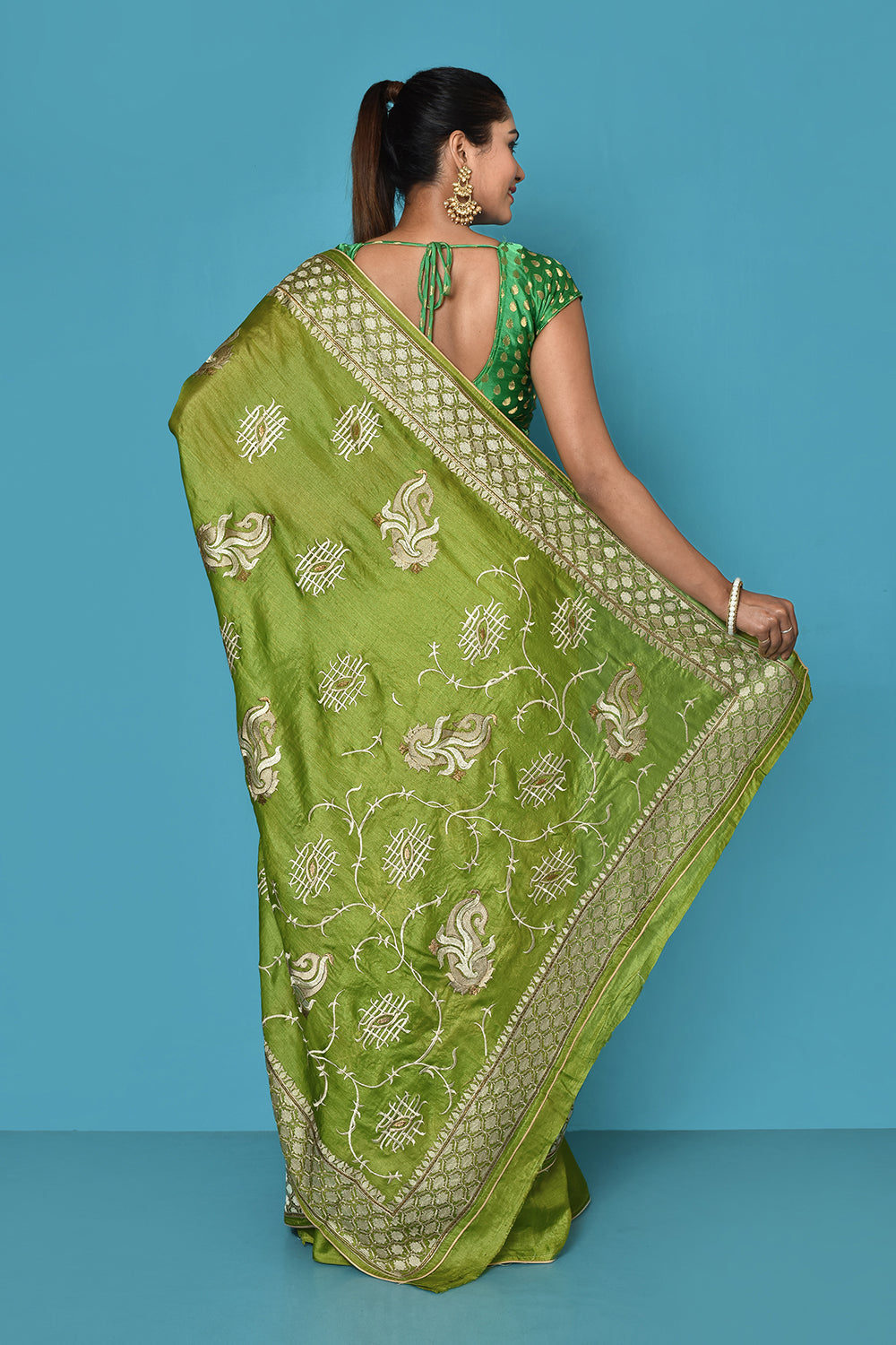 Mehndi Banarasi Silk Saree
