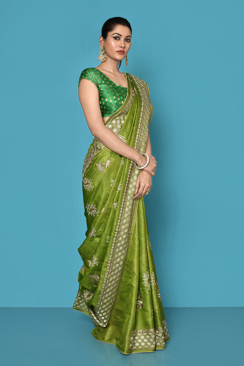 Mehndi Banarasi Silk Saree