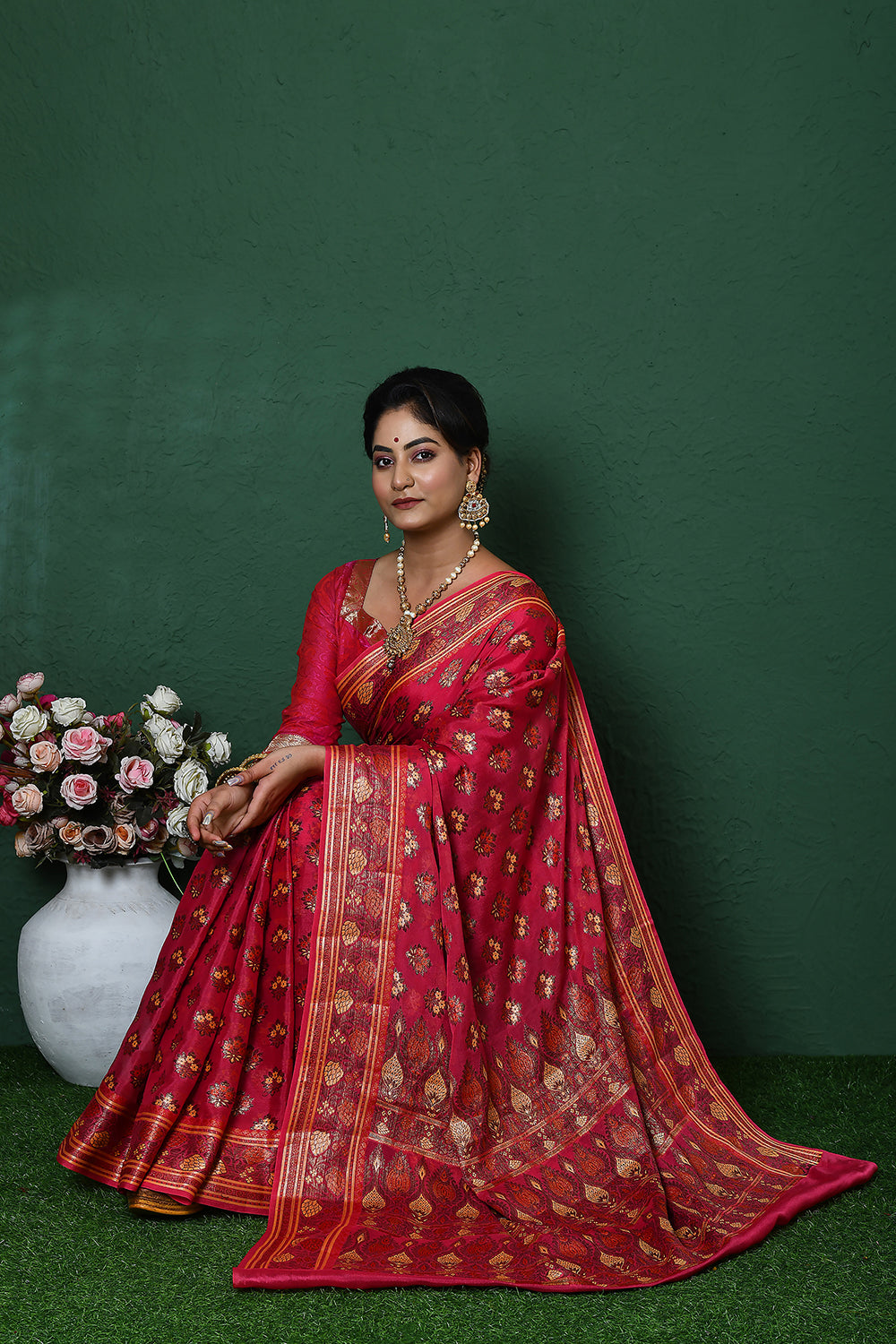 Strawbery Banarasi Silk Saree