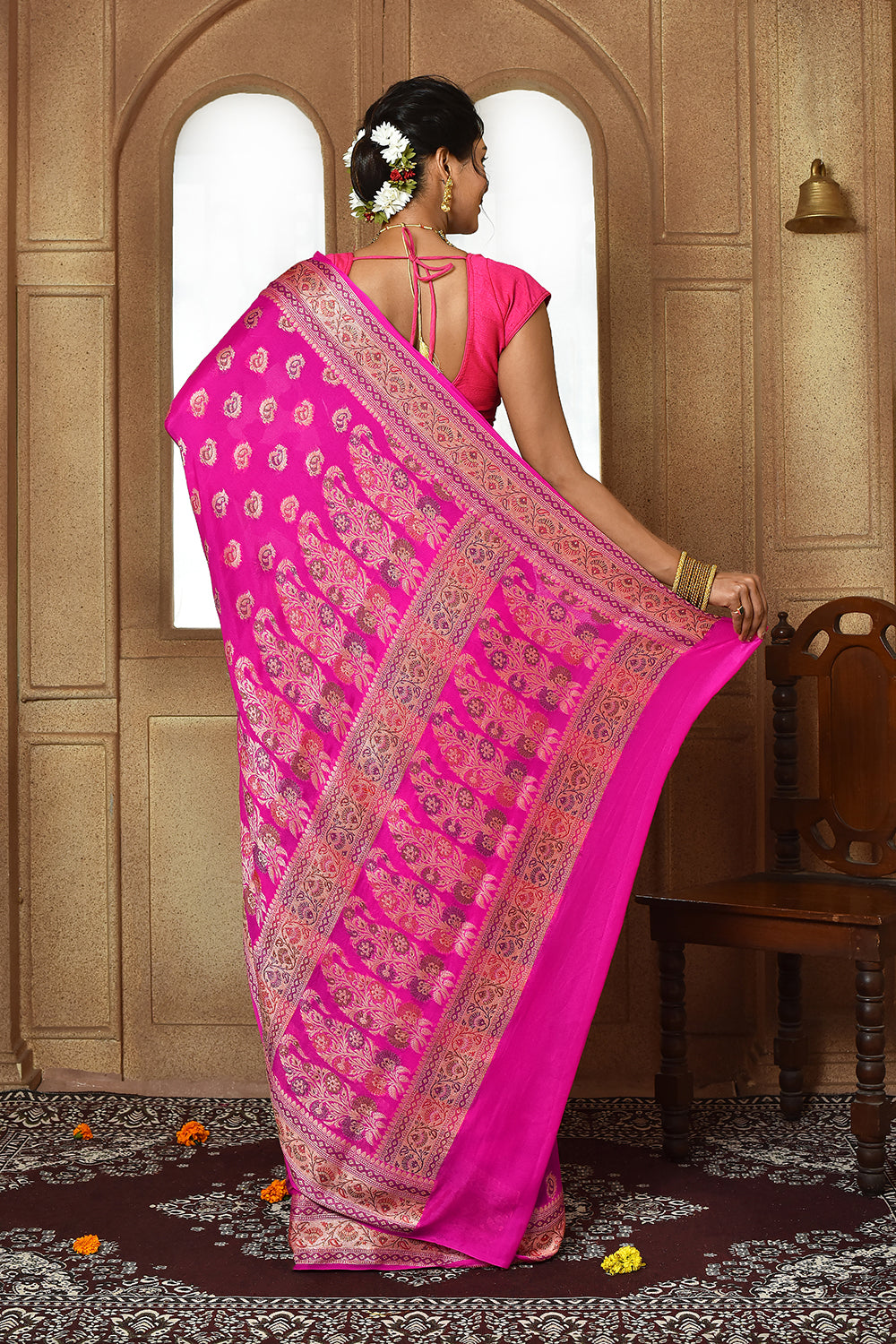 Pink Banarasi Silk Saree
