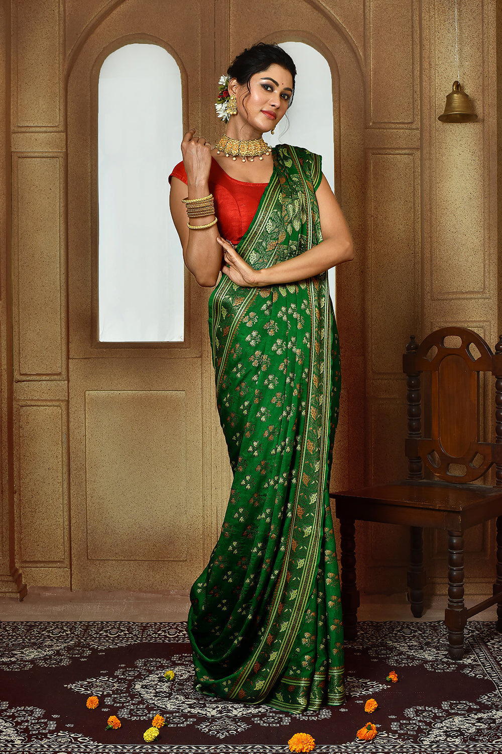 Green Banarasi Silk Saree