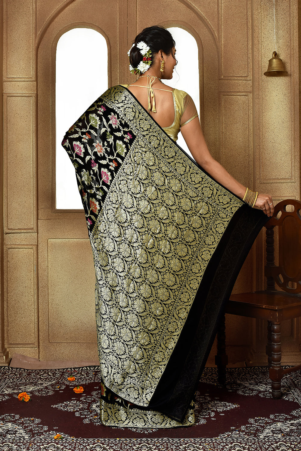 Black Banarasi Silk Saree