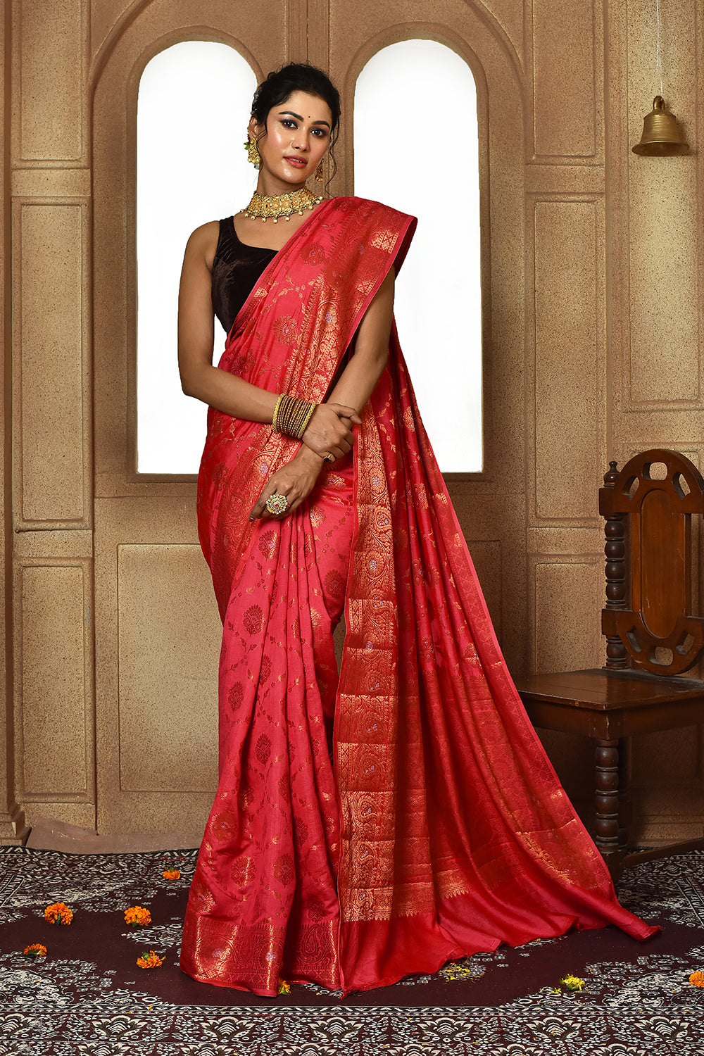 Strawbery Banarasi Silk Saree