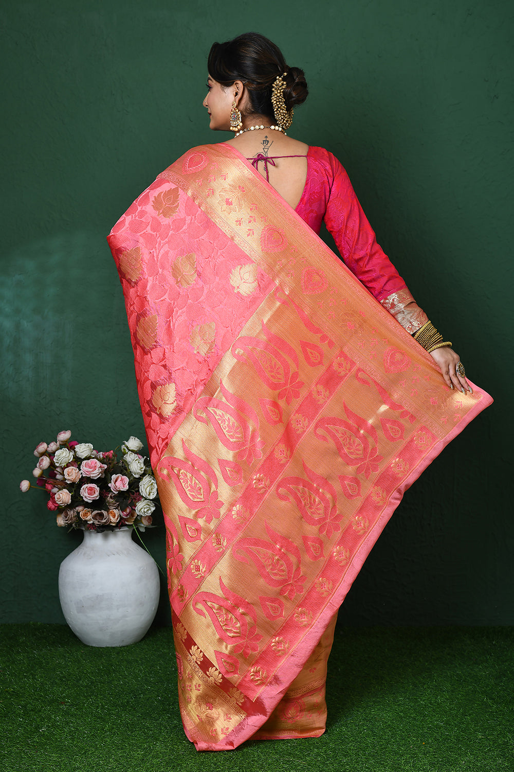Pine Banarasi Silk Saree