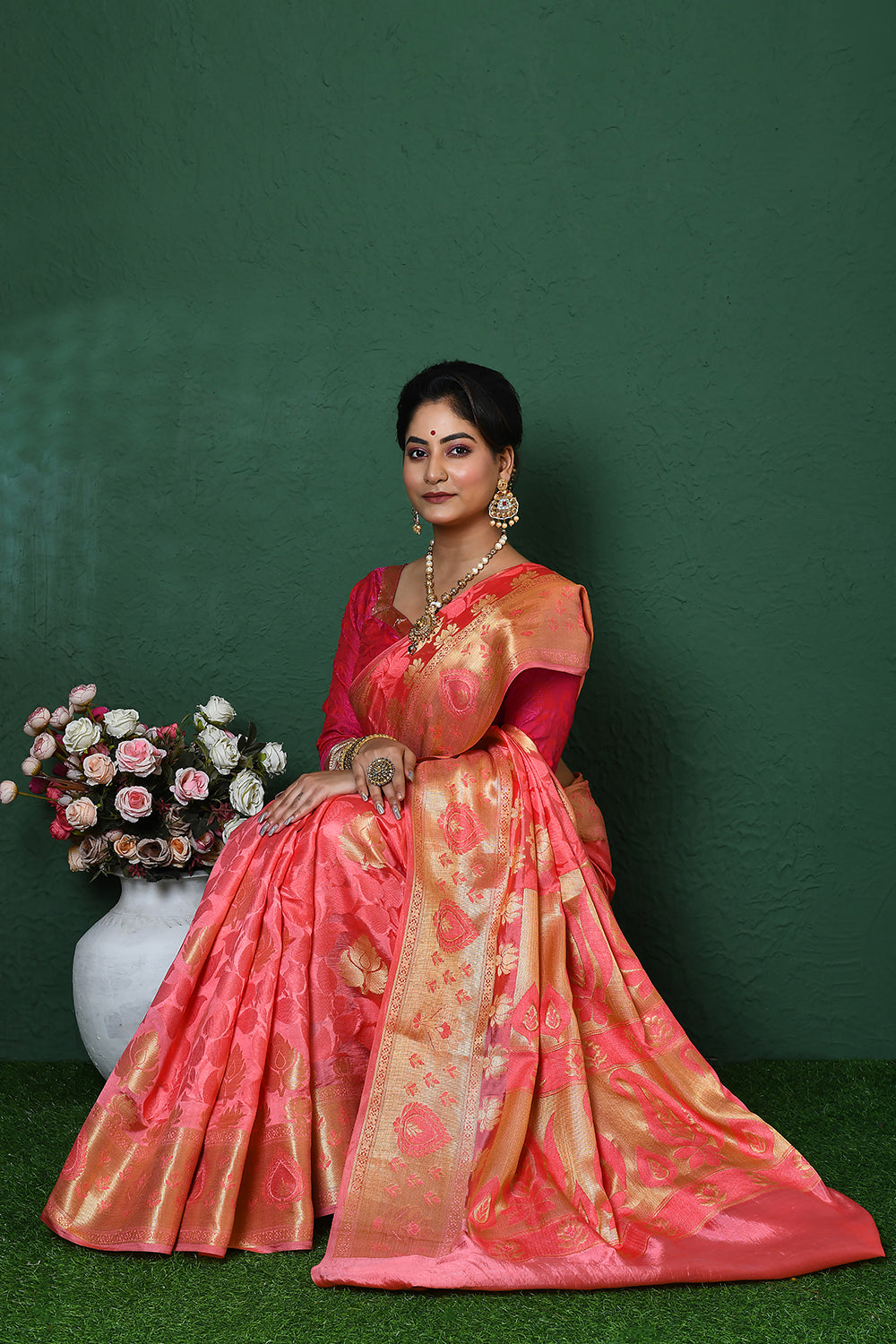 Pine Banarasi Silk Saree