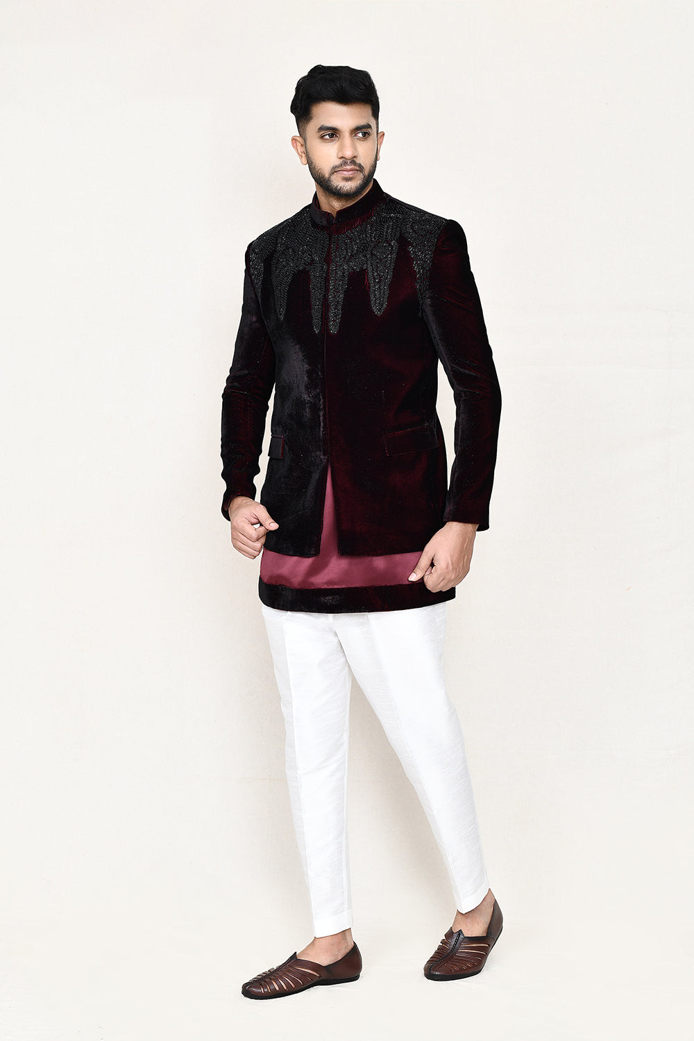 Maroon Kurta with Straight Fit Pant