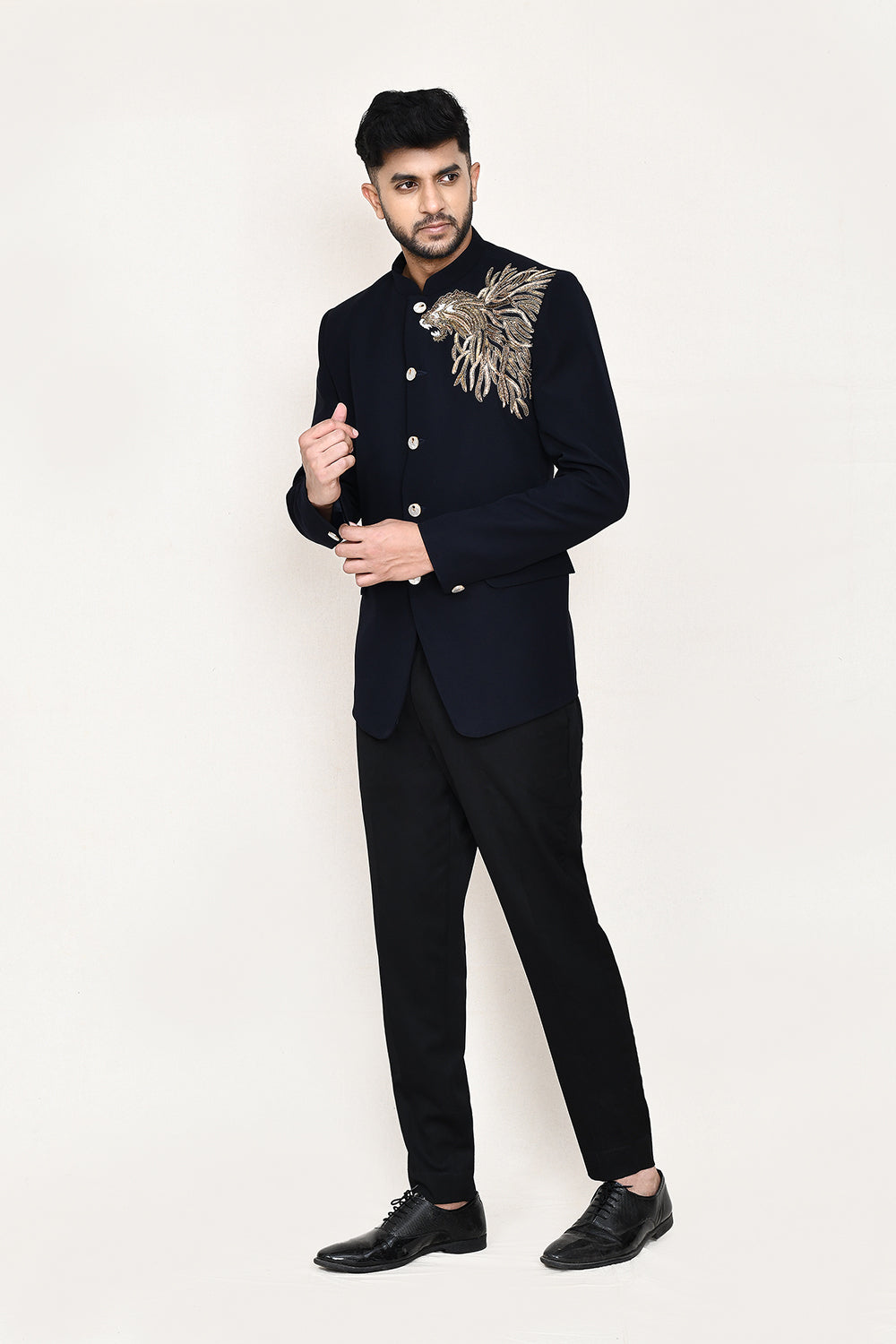 Navy Blue Prince Coat with Pant