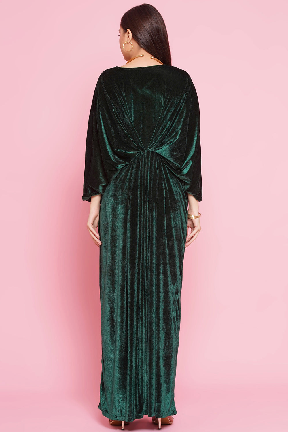 Green Velvet Hand Embellished Gown