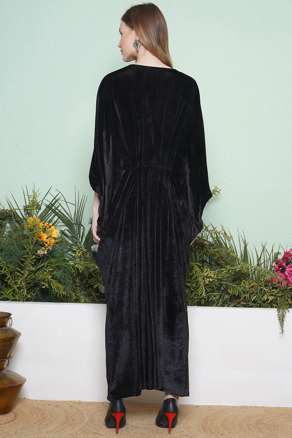 Black And Maroon Hand Embellished Gown