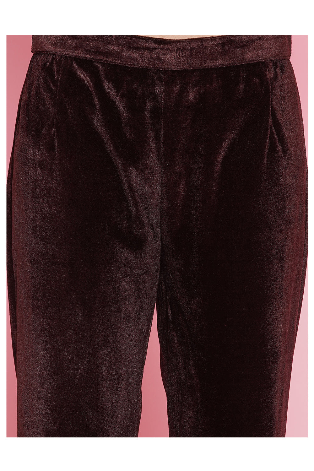 Brown Mirrior Work Velvet Coord Set