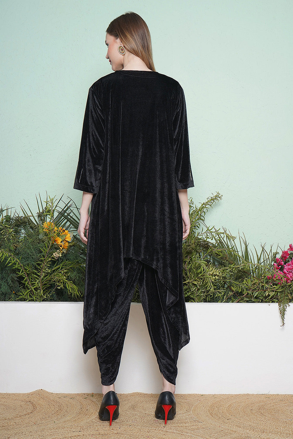 Black Dhoti Salwaar with Inner and Hand Embellished Jacket