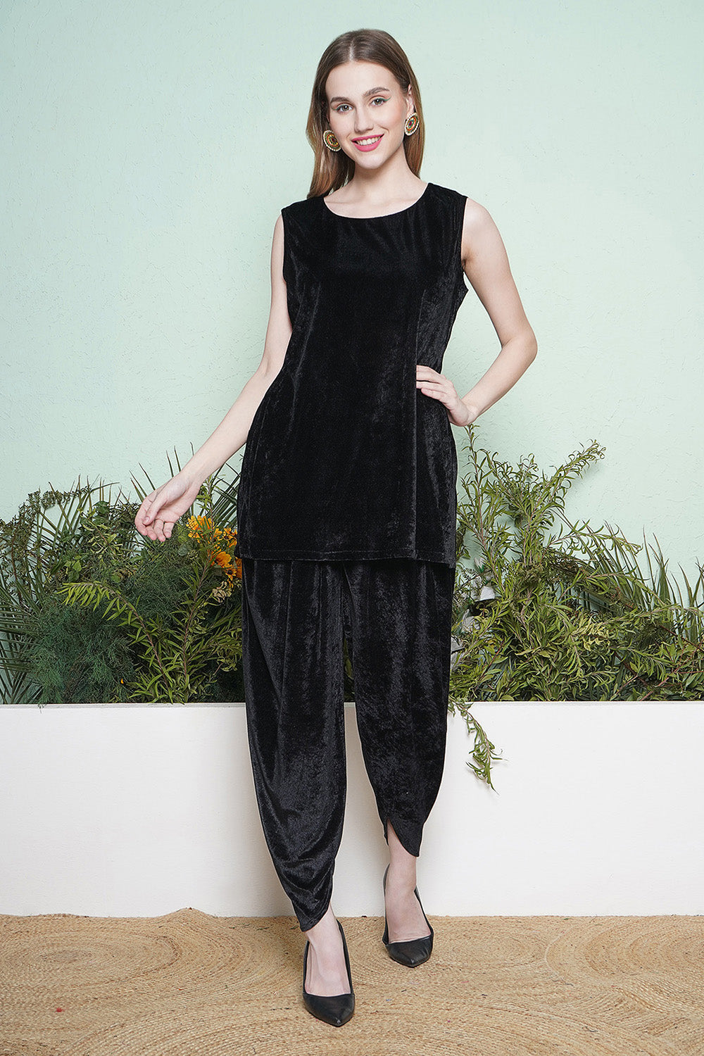 Black Dhoti Salwaar with Inner and Hand Embellished Jacket