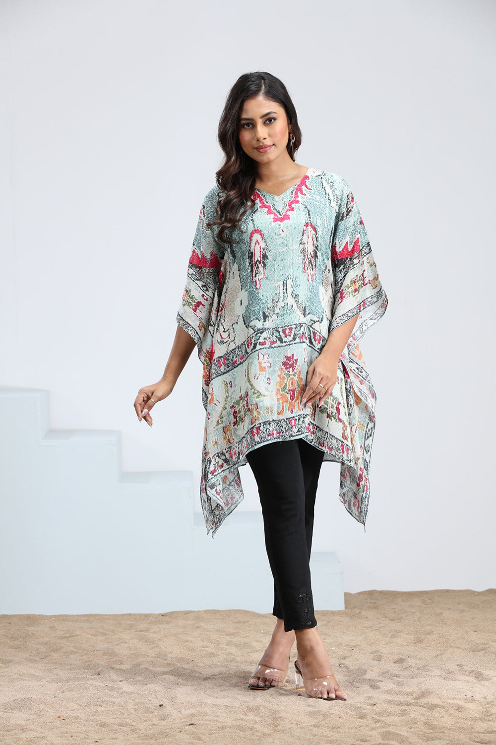 Sky Blue & White Kaftan