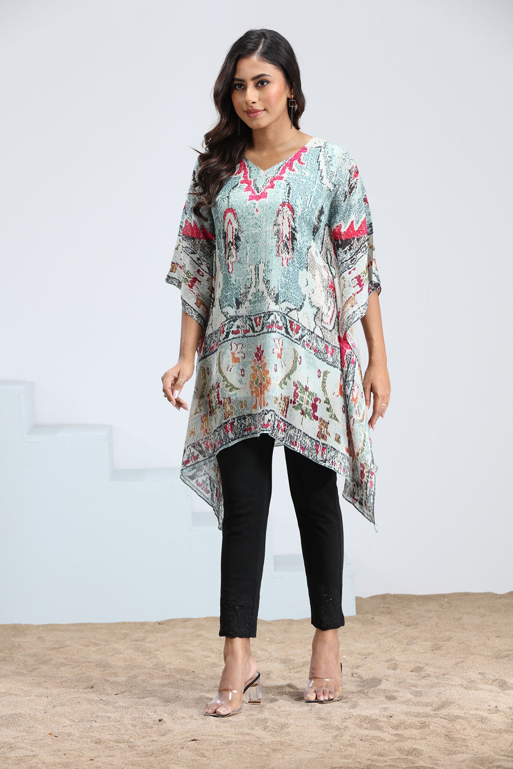 Sky Blue & White Kaftan