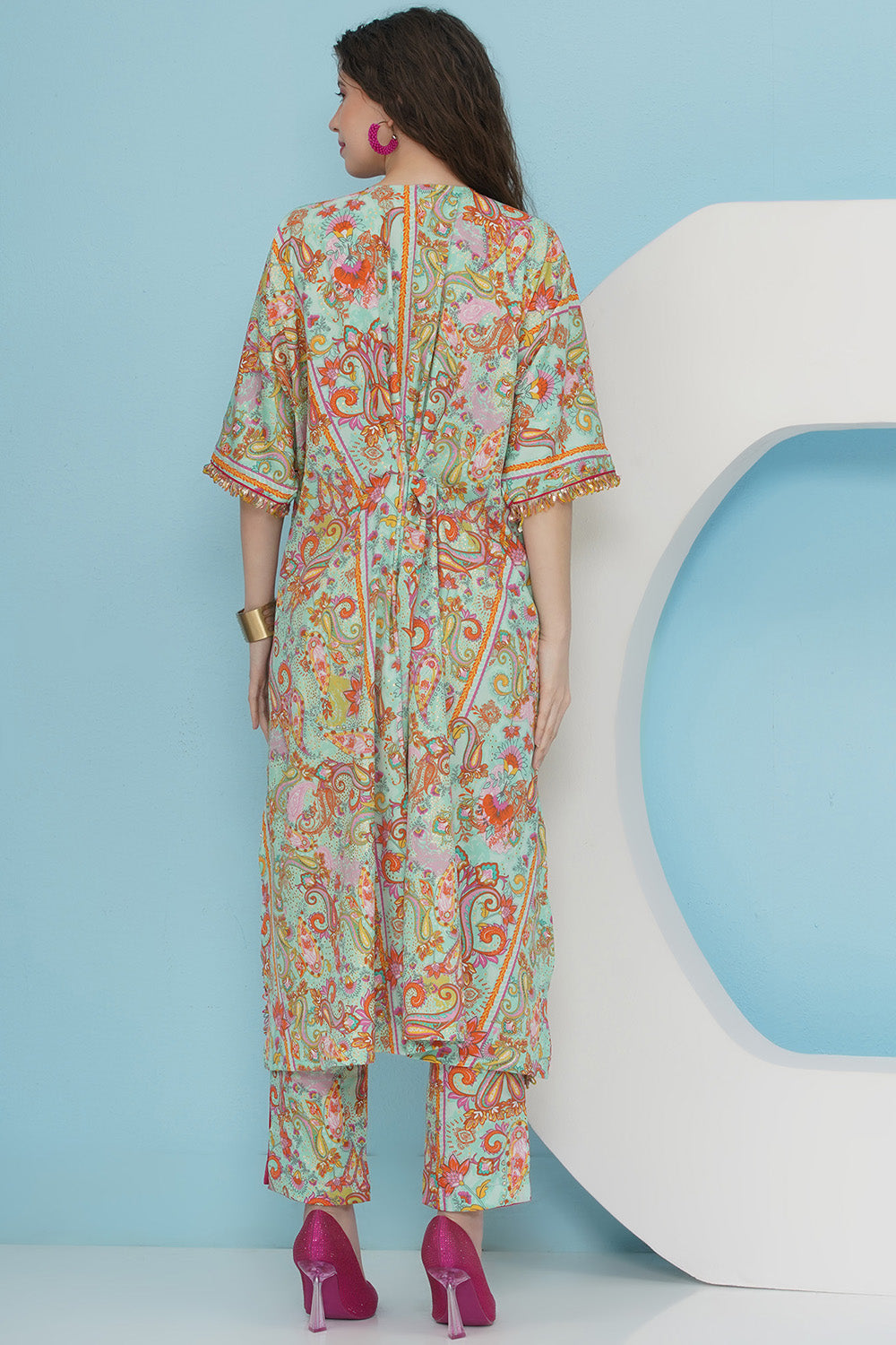 Sea Green Hand Embellished Crepe Set