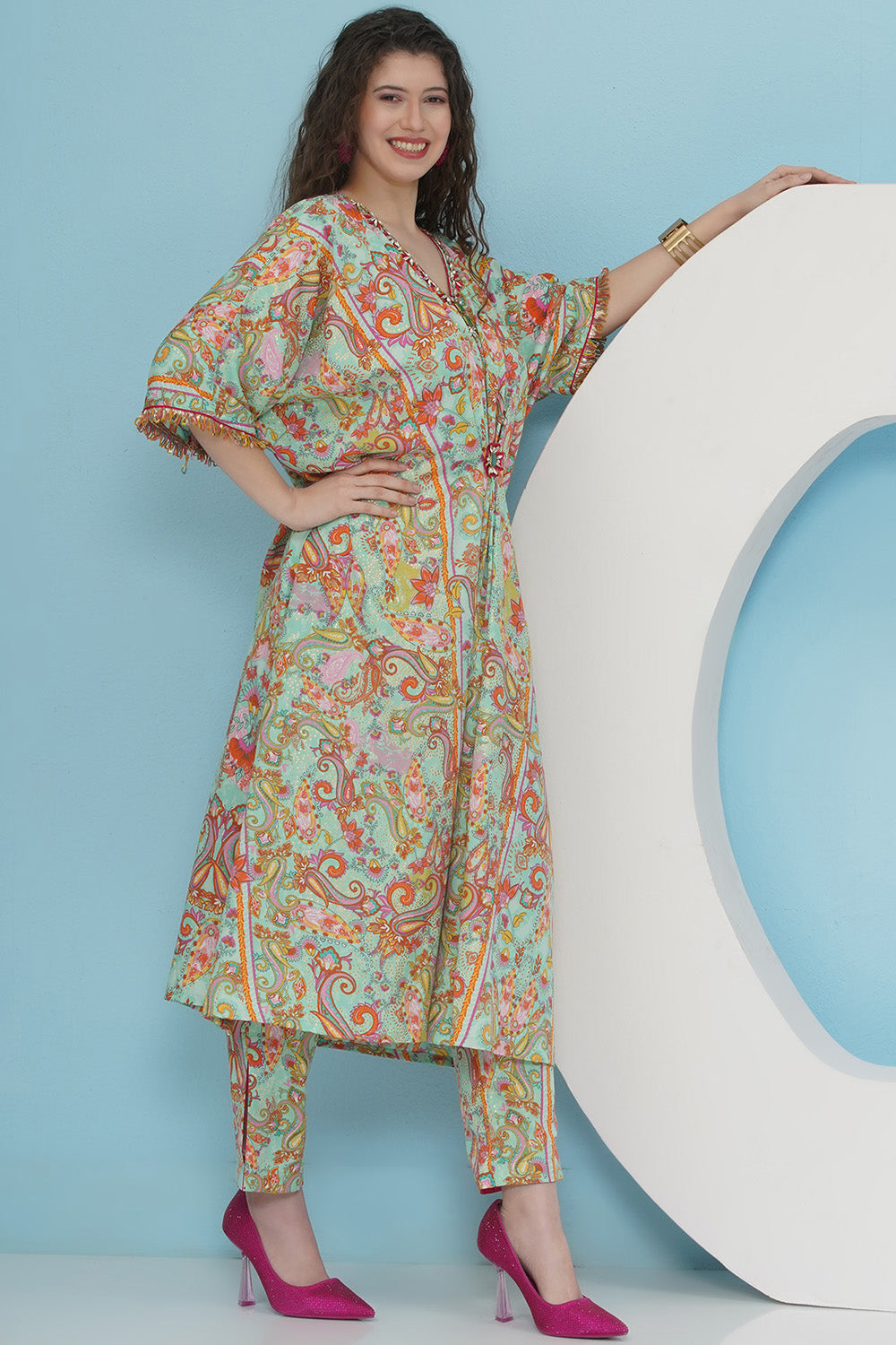 Sea Green Hand Embellished Crepe Set