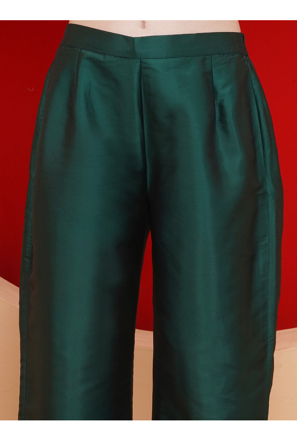 Green Tafta Anarkali Suit