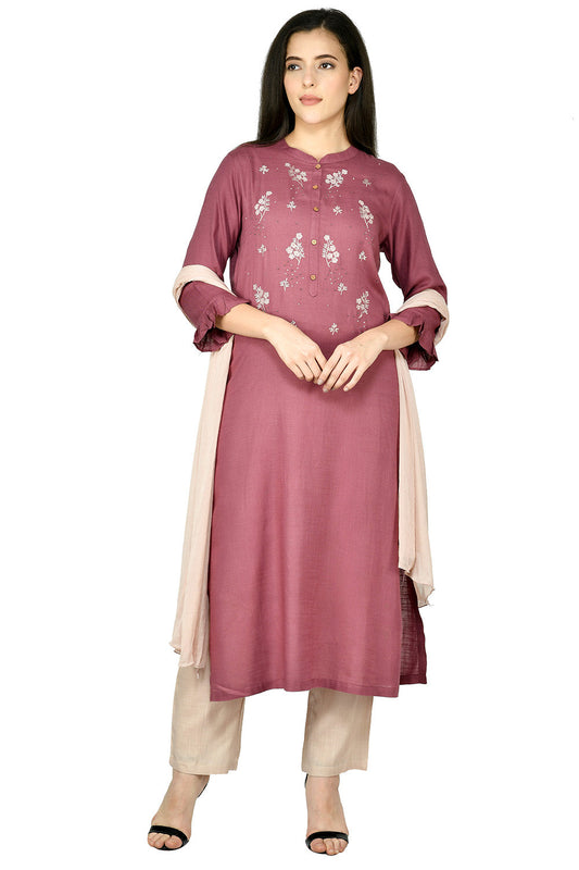 Wine Kurta Set