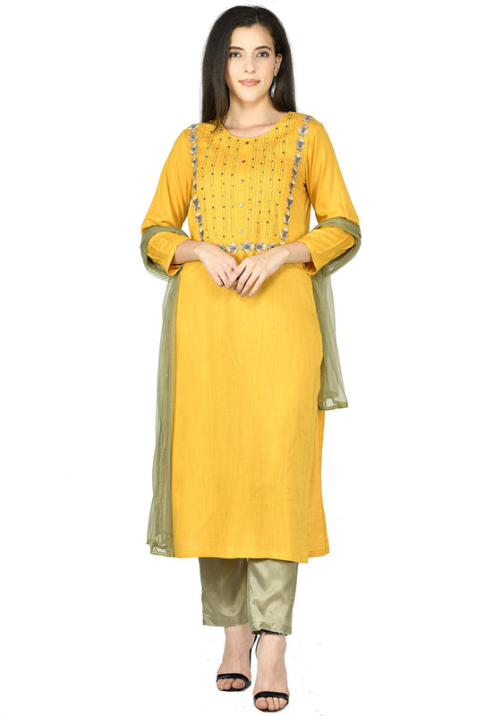 Mustard Kurta Set
