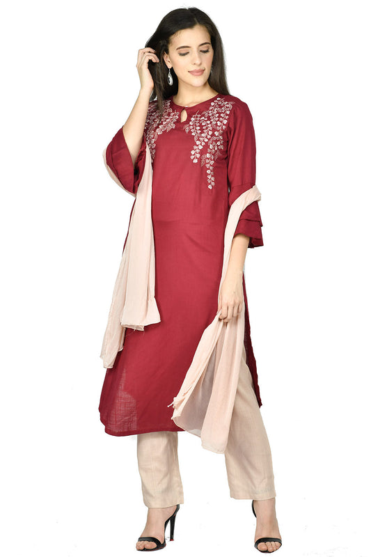 Wine Kurta Set