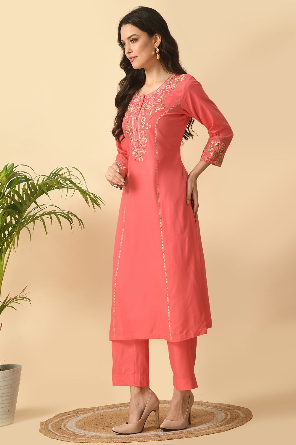 Coral Kurta Set