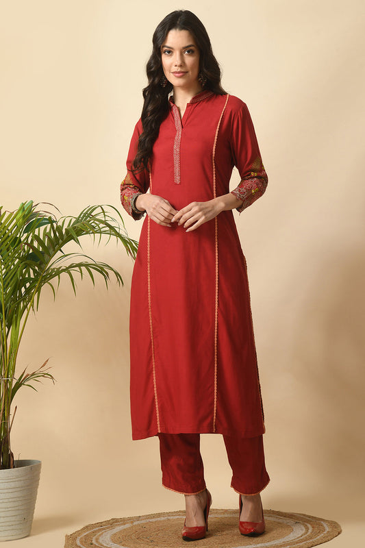 Maroon Kurta Set