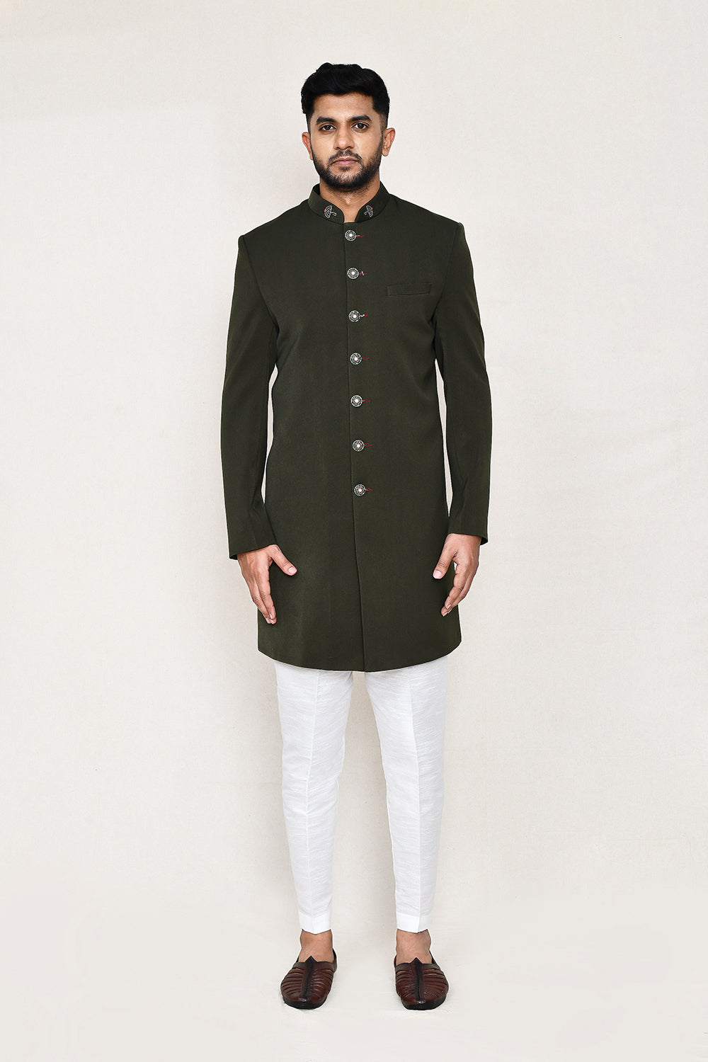 Green Indowestern with Straight Fit Pant